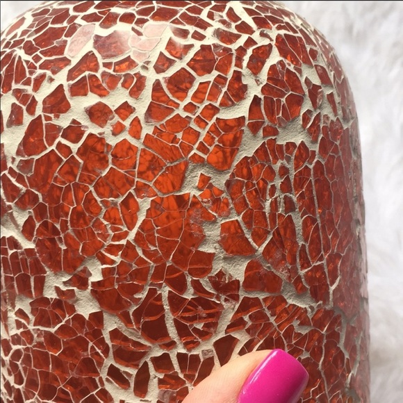 NEW Orange White Crackle Glass Vase - Picture 7 of 7